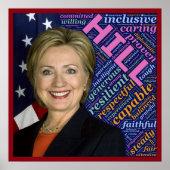 Hillary Clinton Pres, Flag & Kümmre Words Poster (Vorne)