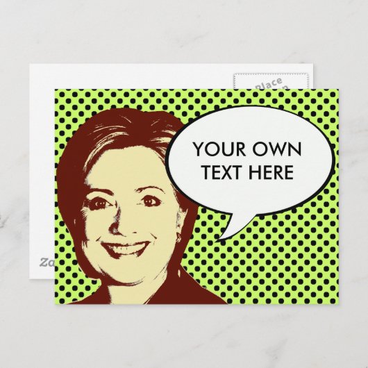 HILLARY CLINTON TALK BUBBLE POSTKARTE (Vorne/Hinten)