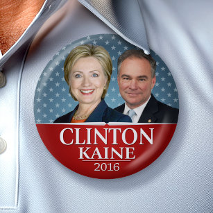 Hillary Clinton & Tim Kaine Jugate Foto Stars Button