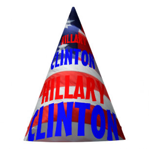 Hillary Clinton unter amerikanischer Flagge Partyhütchen
