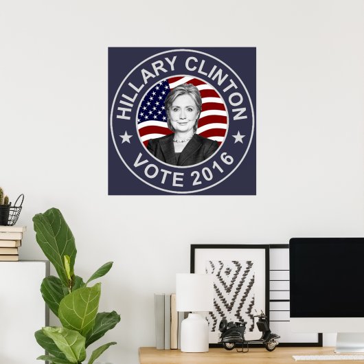 Hillary Clinton US Flag Poster (Heimbüro)