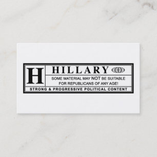 Hillary-Clinton-Warnhinweislabel Visitenkarte