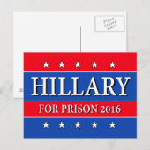 "HILLARY FÜR GEFÄNGNIS 2016 " POSTKARTE (Vorne/Hinten)
