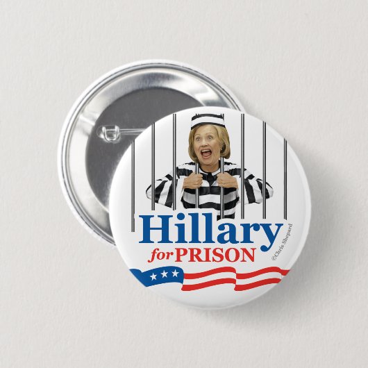 HILLARY FÜR GEFÄNGNIS! Anticlinton schließen sie Button (Vorne & Hinten)