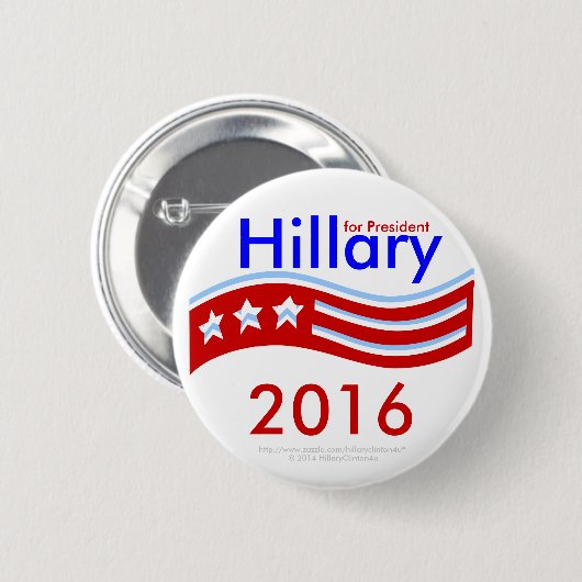 Hillary für Knopf Präsidenten-3-Stars Flaggen-2016 Button (Vorne & Hinten)