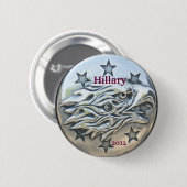 Hillary für Präsidenten 2012, silbernes Eagle Button (Vorne & Hinten)