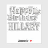 Hillary Happy Birthday silver Aufkleber Sticker (Blatt)