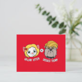 Hillary Kitten vs Dogald Trump - Cartoon für Wahle Postkarte (Stehend Vorderseite)