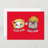 Hillary Kitten vs Dogald Trump - Cartoon für Wahle Postkarte (Vorne/Hinten)