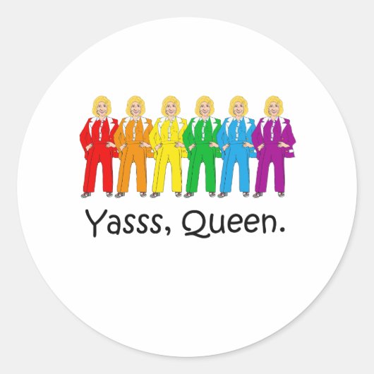 Hillary Pantsuit Pride - Yasss Queen - Runder Aufkleber (Vorderseite)