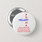 HILLARY, Phrma: Eine Cross Democrats sollte nicht Button (Vorne & Hinten)