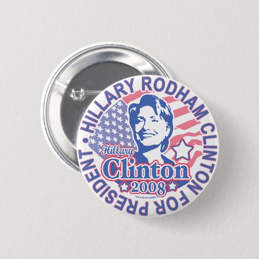 Hillary Rodham Clinton für Präsidenten Button (Vorne & Hinten)