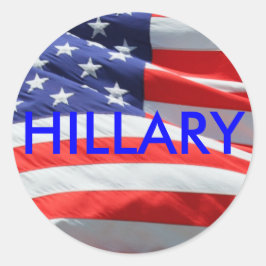 Hillary Running for President, American Flag Runder Aufkleber
