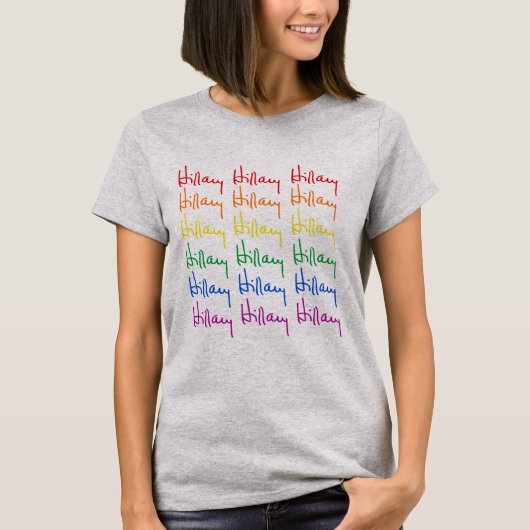 Hillary-Unterzeichnungs-Stolz - Regenbogen-Farben T-Shirt (Vorderseite)