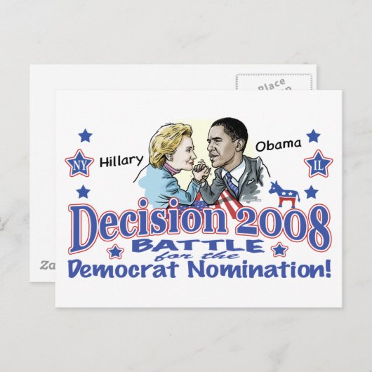 Hillary vs. Obama Postcard Postkarte (Vorne/Hinten)