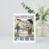 Hillary vs. Obama Postcard  Postkarte (Stehend Vorderseite)