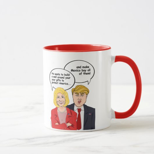 Hillary vs Trump Birthday Card - Eine Wand um dich Tasse (Rechts)
