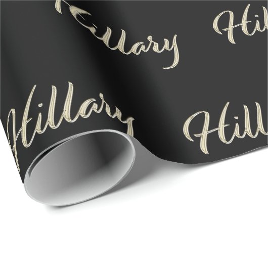 Hillary white gold Handwriting Geschenkpapier (Rolleneckpunkt)