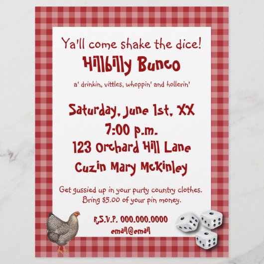 HIllbilly Bunco Flyer (Hinten)