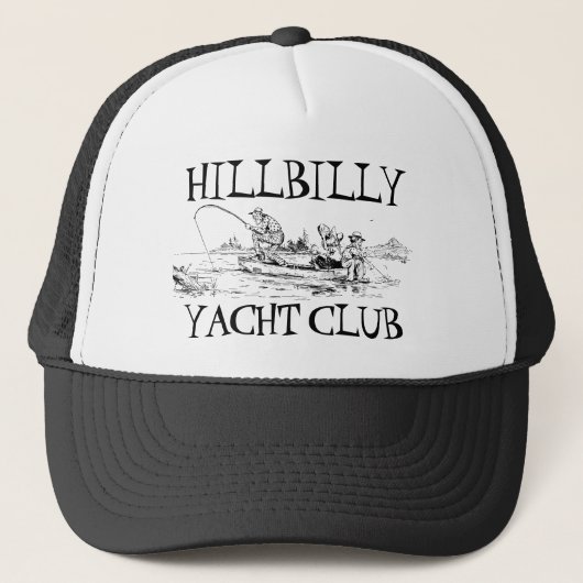 Hillbilly Fishing Yacht Club Funny Angler Truckerkappe (Vorderseite)