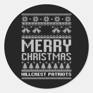 Hillcrest Patriots Logo Frohe Weihnachten Ugly Swe Runder Aufkleber