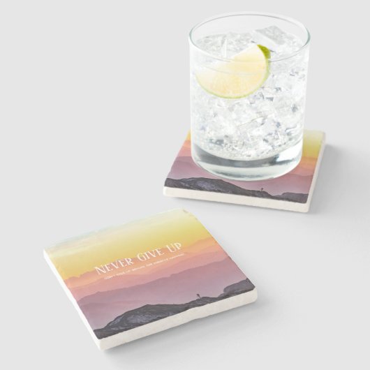 Hills Landschaft Regenbogenfarben Motivation Zitat Steinuntersetzer (Seitenansicht)