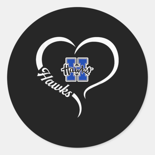 Hillsboro Hawks Logo Halbherz Slogan Hs Runder Aufkleber (Vorderseite)