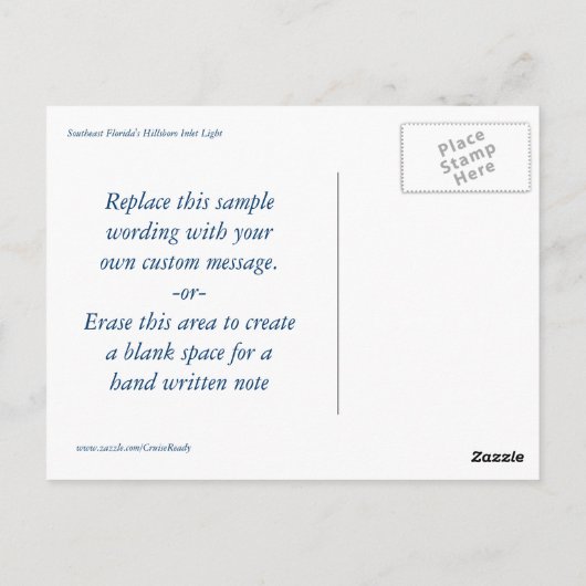 Hillsboro Inlet Light Custom Postkarte (Rückseite)