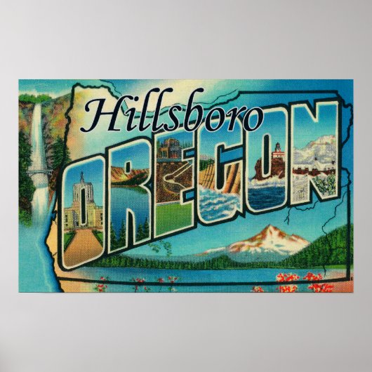 Hillsboro, Oregon - Große Buchstabenszenen Poster (Vorne)