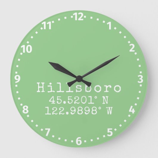 Hillsboro Oregon Latitude Longitude Große Wanduhr (Vorderseite)