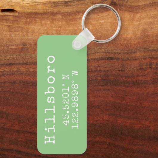 Hillsboro Oregon Latitude Longitude Schlüsselanhänger (Rückseite)