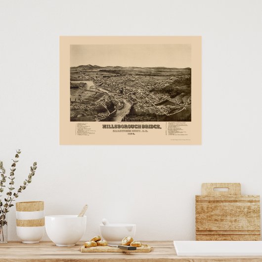 Hillsborough, NH Panoramic Map - 1884 Poster (Küche)