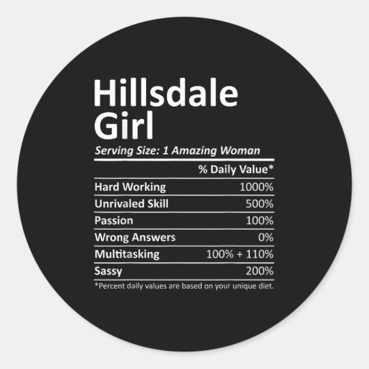 Hillsdale Girl Nj New Jersey Funny City Home Roots Runder Aufkleber (Vorderseite)