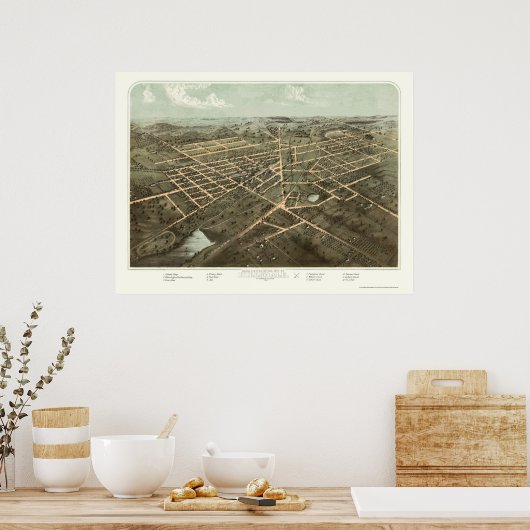 Hillsdale, MI Panoramic Map - 1866 Poster (Küche)