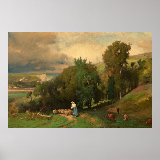 Hillside at Étretat, George Inness Fine Art Poster (Vorne)