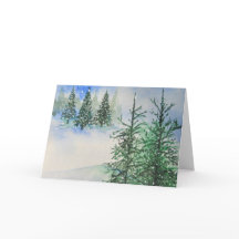 Hillside Evergreens und Snow Christmas Card