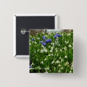 Hillside of Early Spring Flowers Landschaft Button (Vorne & Hinten)