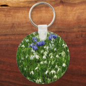 Hillside of Early Spring Flowers Landschaft Schlüsselanhänger (Rückseite)