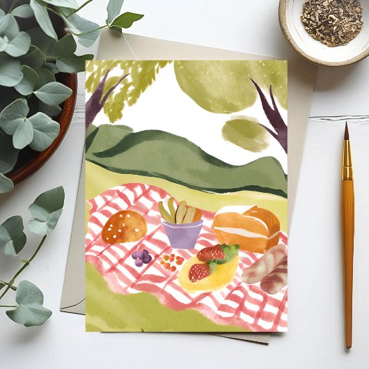 Hillside Picnic | Malte Wasserfarbenlandschaft Postkarte