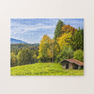 Hillside Shack Blick auf Berge und Wälder Puzzle