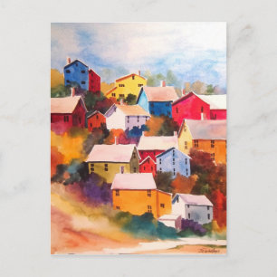 Hillside Village Houses Postcard Postkarte