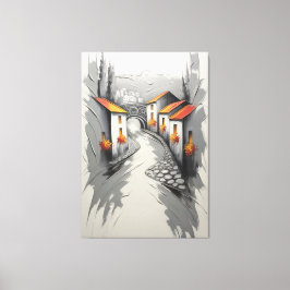 Hillside Village Pathway Leinwanddruck