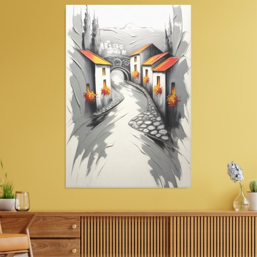 Hillside Village Pathway Leinwanddruck (Insitu (Wohnzimmer))