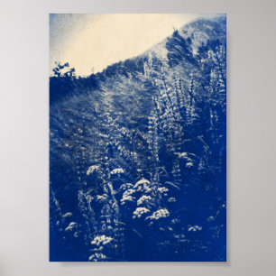 Hillside Wildblumen Indigo Blue Blume Poster