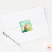 Hilltop Bliss mit Capybara und Blume Quadratischer Aufkleber (Umschlag)