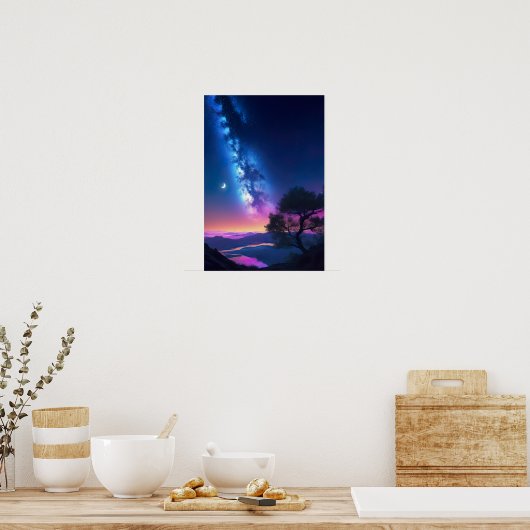 Hilltop Glimpse of the Starry Valley Poster (Küche)