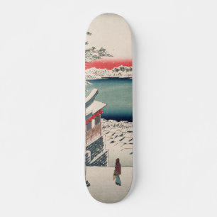 Hilltop Snow View Vintage Ukiyo e Japanisch Kunst Skateboard