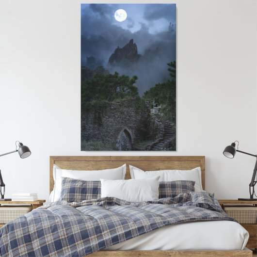Hilltop Vollmond Fantasy Ruined Castle Leinwanddruck (Insitu (Schlafzimmer))