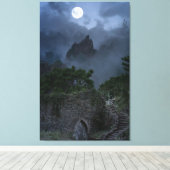 Hilltop Vollmond Fantasy Ruined Castle Leinwanddruck (Insitu (Holzboden))
