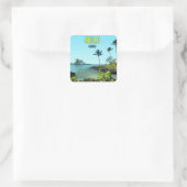 Hilo Big Island Hawaii Beach Vintag Quadratischer Aufkleber (Tasche)